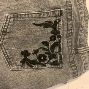 Flare  bottom, Guess beans w/ black embroidery.